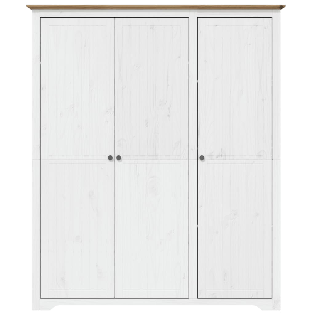 Armadio BODO 146x53,5x173 cm Legno Massello Pino Bianco Marrone | homemem39