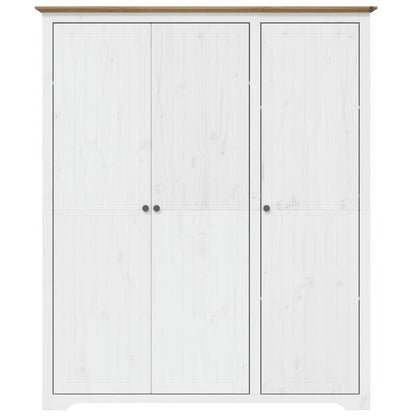 Armadio BODO 146x53,5x173 cm Legno Massello Pino Bianco Marrone | homemem39