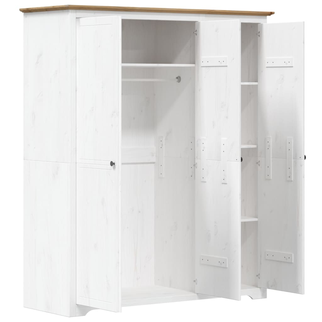 Armadio BODO 146x53,5x173 cm Legno Massello Pino Bianco Marrone | homemem39