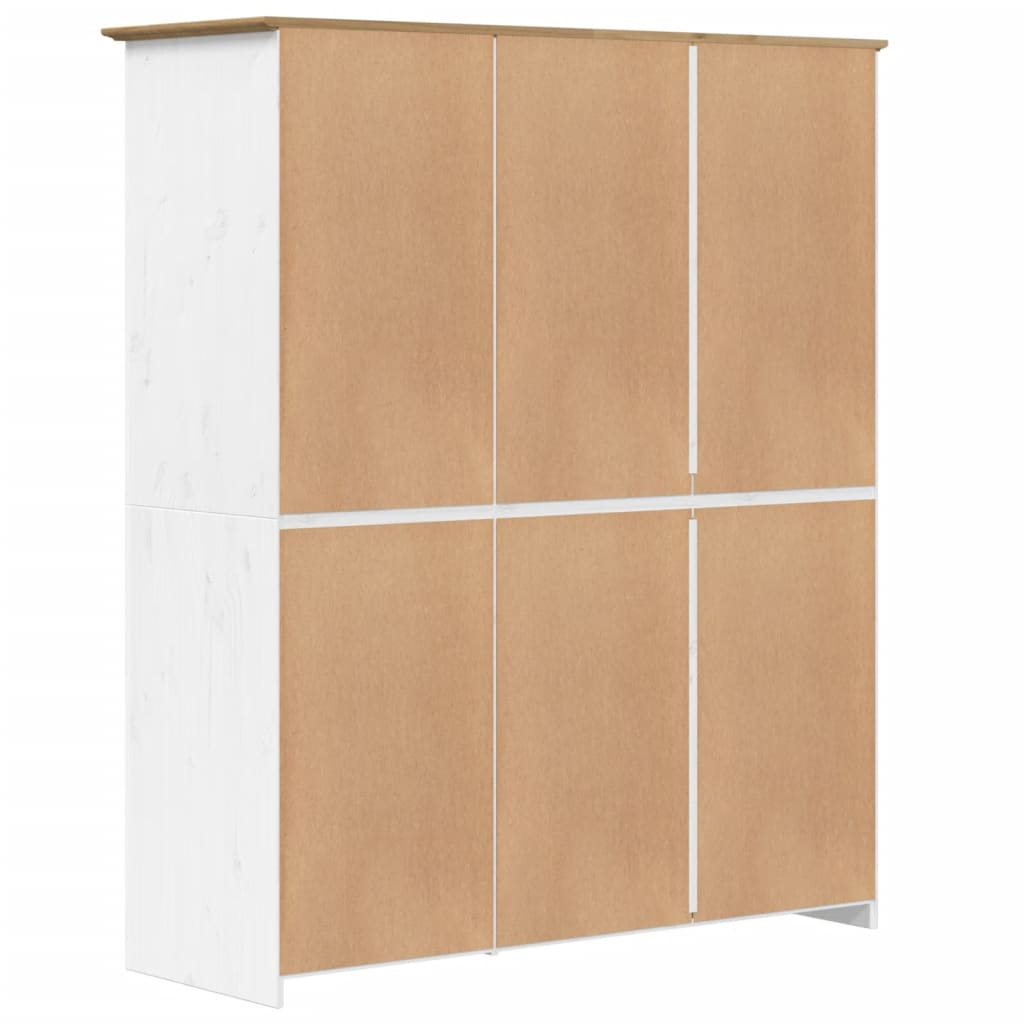 Armadio BODO 146x53,5x173 cm Legno Massello Pino Bianco Marrone - homemem39