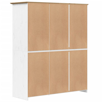 Armadio BODO 146x53,5x173 cm Legno Massello Pino Bianco Marrone - homemem39