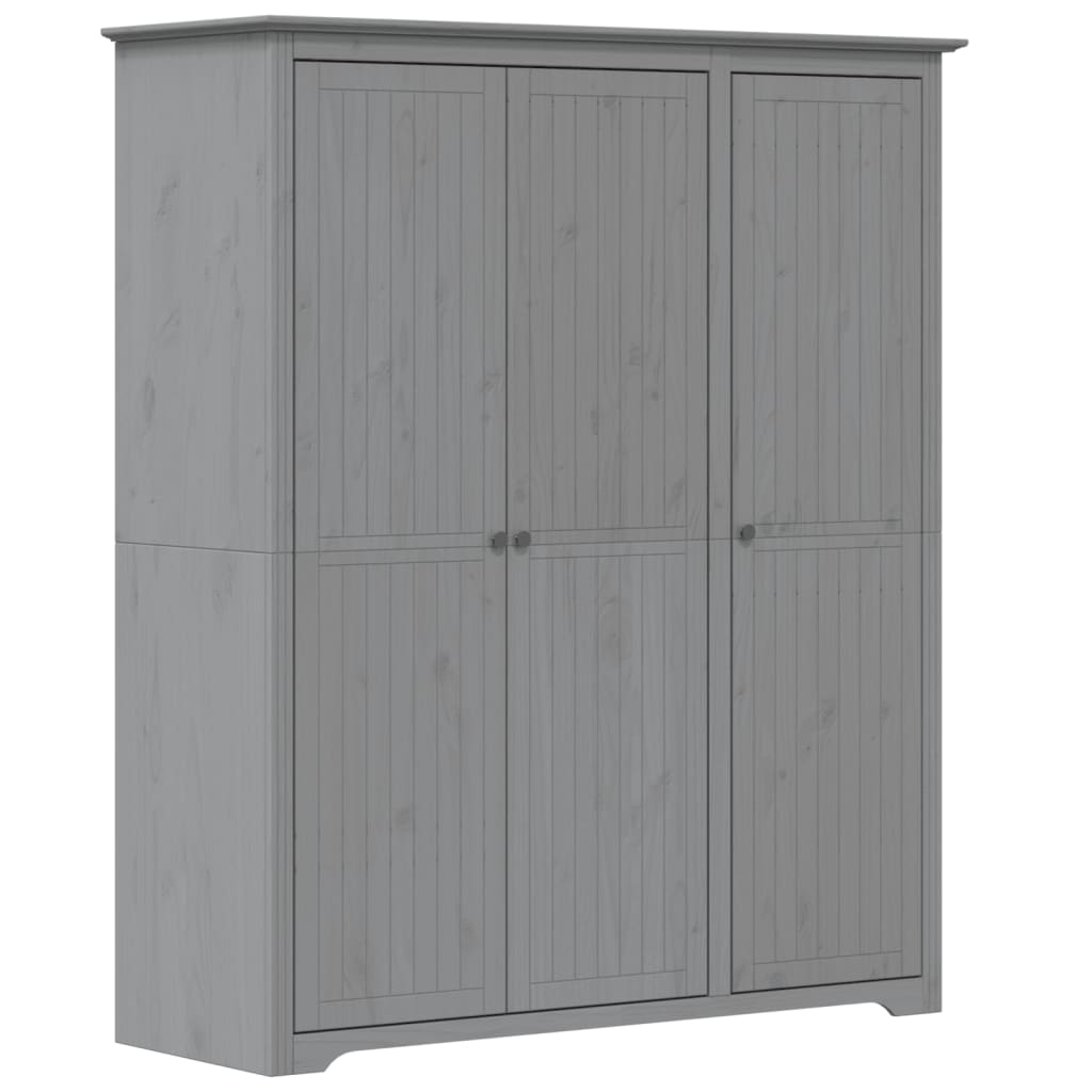 Armadio BODO 146x53,5x173 cm in Legno Massello di Pino Grigio - homemem39