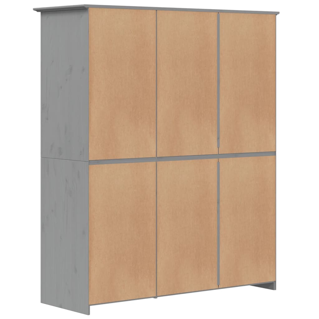 Armadio BODO 146x53,5x173 cm in Legno Massello di Pino Grigio - homemem39