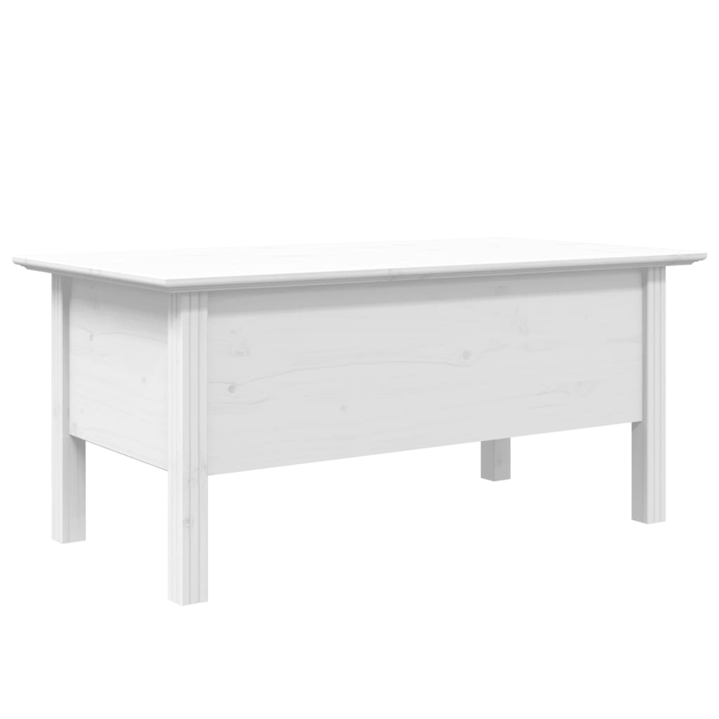 Tavolino da Salotto BODO 100x55x46cm Legno Massello Pino Bianco | homemem39