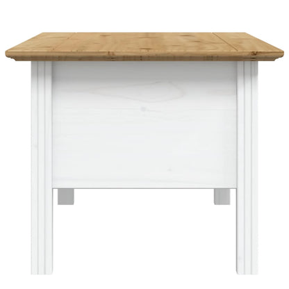 Tavolino BODO 100x55x46 cm Legno Massello Pino Bianco e Marrone | homemem39
