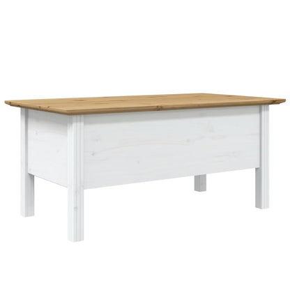 Tavolino BODO 100x55x46 cm Legno Massello Pino Bianco e Marrone | homemem39