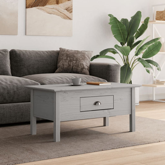 Tavolino da Salotto BODO 100x55x46cm Legno Massello Pino Grigio | homemem39