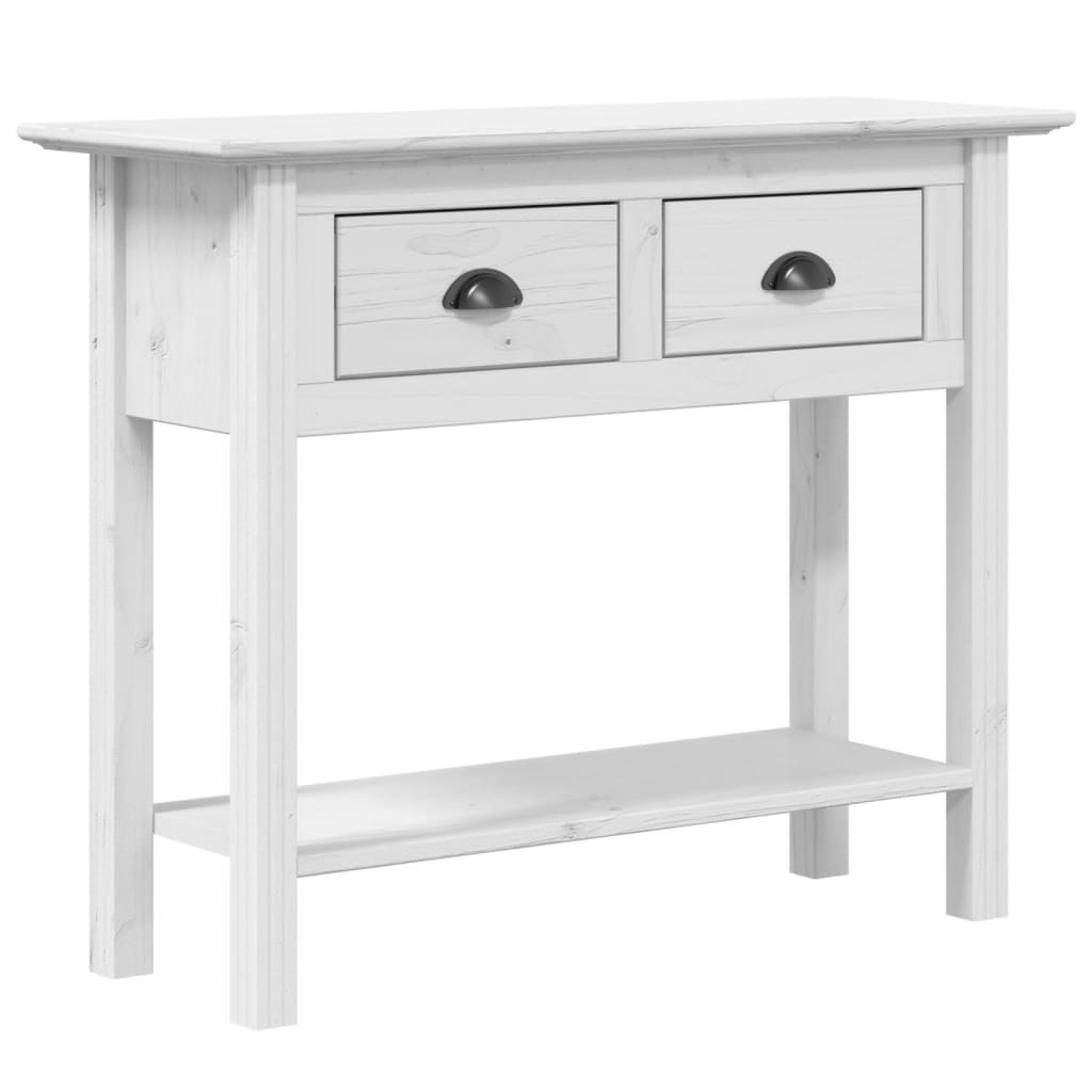 Tavolo Consolle BODO 91x35x74 cm Legno Massello Pino Bianco - homemem39