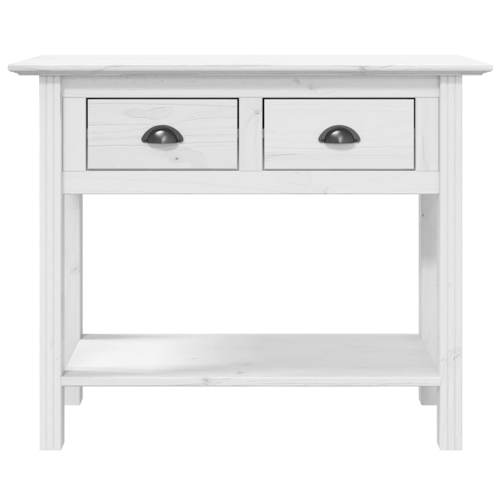 Tavolo Consolle BODO 91x35x74 cm Legno Massello Pino Bianco - homemem39