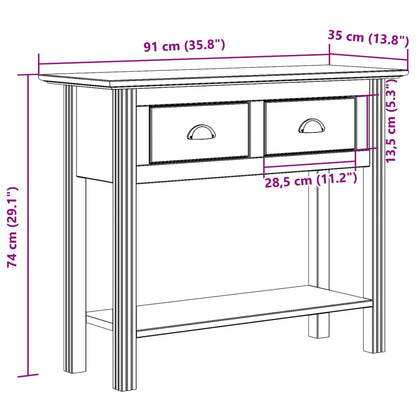 Tavolo Consolle BODO 91x35x74 cm Legno Massello Pino Bianco | homemem39