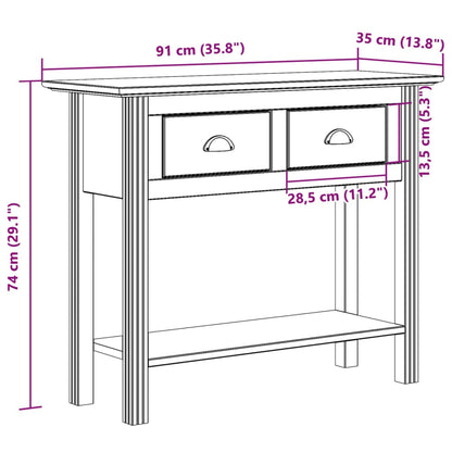 Tavolo Consolle BODO 91x35x74 cm Legno Massello Pino Grigio - homemem39