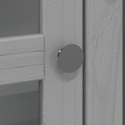 Mobile con Ante in Vetro BODO in Legno Massello di Pino Grigio - homemem39