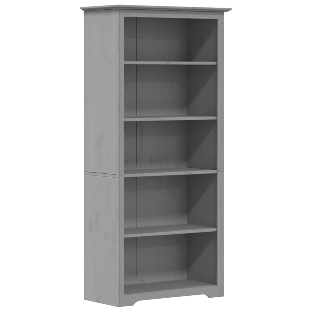 Libreria BODO 5 Ripiani 82x40x173 cm Legno Massello Pino Grigia | homemem39
