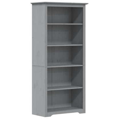 Libreria BODO 5 Ripiani 82x40x173 cm Legno Massello Pino Grigia | homemem39