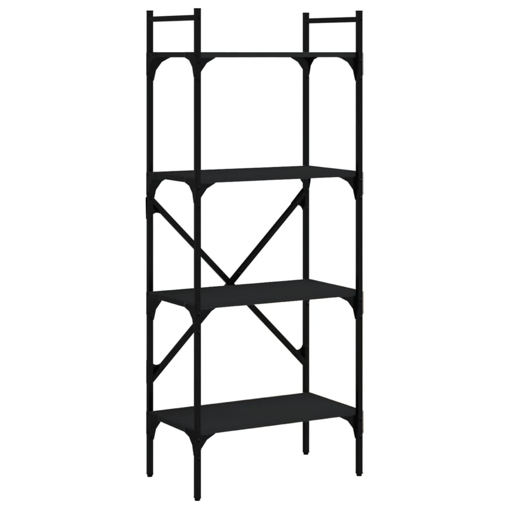 Libreria 4 Ripiani Nera 56x31,5x138,5 cm Legno Multistrato | homemem39
