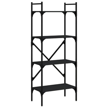 Libreria 4 Ripiani Nera 56x31,5x138,5 cm Legno Multistrato | homemem39