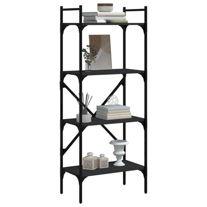 Libreria 4 Ripiani Nera 56x31,5x138,5 cm Legno Multistrato | homemem39