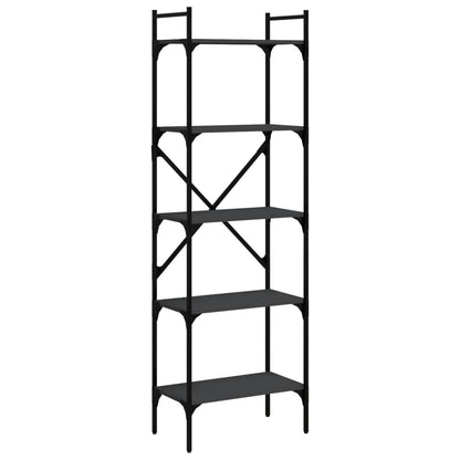 Libreria Nera 5 Ripiani 56x31,5x174 cm Legno Multistrato | homemem39