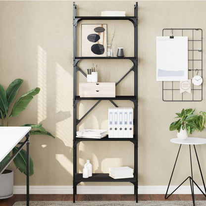 Libreria Nera 5 Ripiani 56x31,5x174 cm Legno Multistrato | homemem39