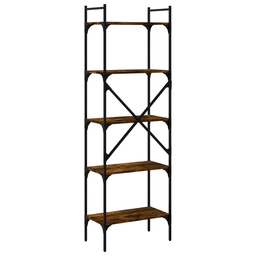 Libreria Rovere Fumo 5 Ripiani 56x31,5x174 cm Legno Multistrato