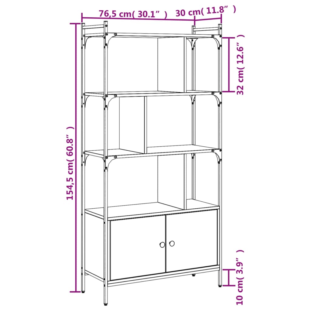 Libreria con Ante Rovere Sonoma 76,5x30x154,5 cm Legno ingegnerizzato | homemem39