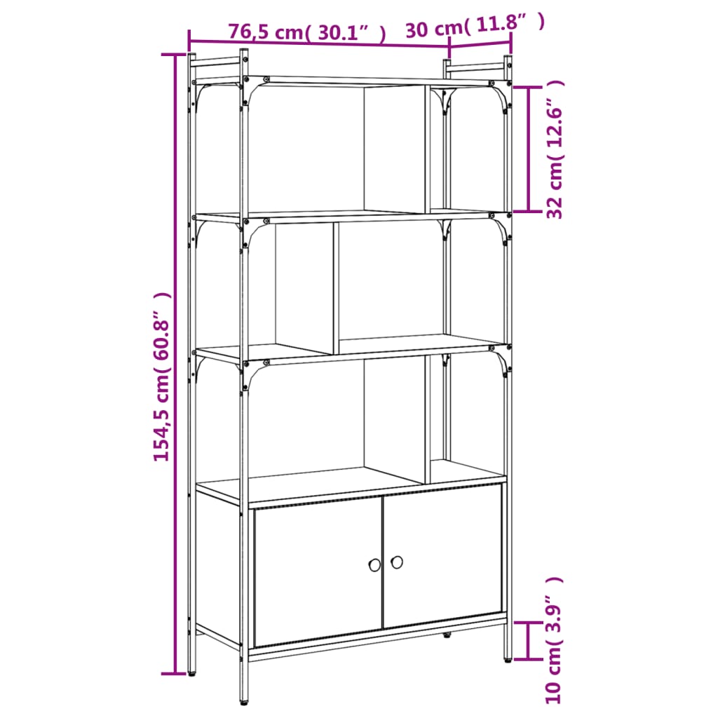 Libreria Ante Grigio Sonoma 76,5x30x154,5 cm Legno Multistrato | homemem39