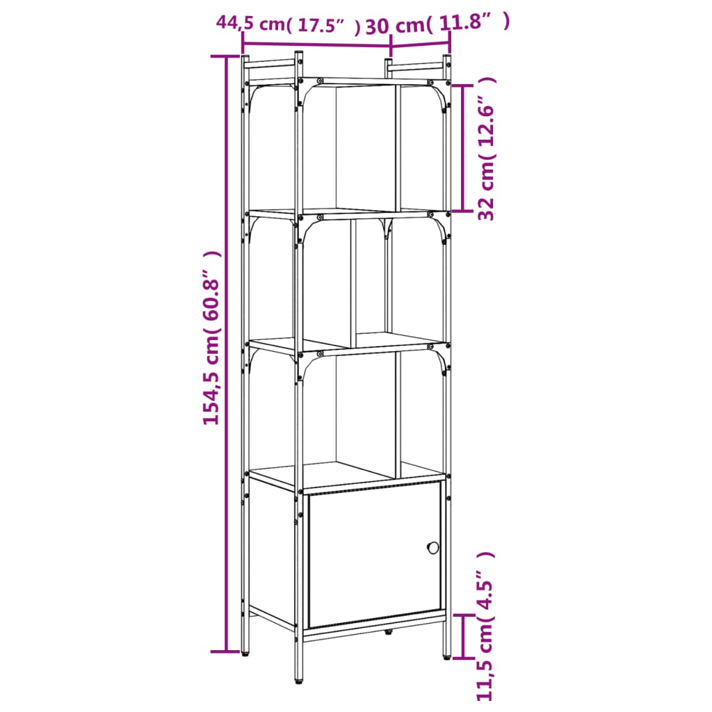 Libreria Anta Rovere Sonoma 44,5x30x154,5 cm Legno Multistrato | homemem39