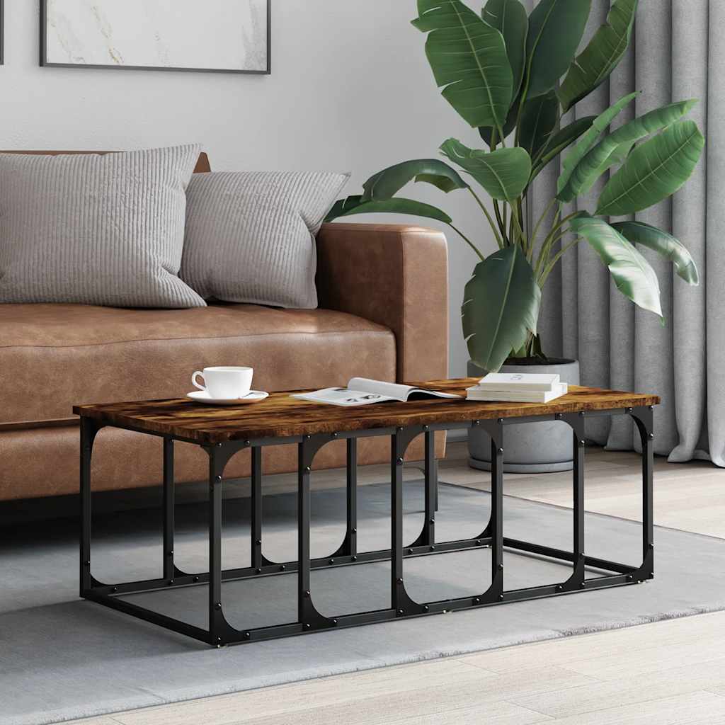 Tavolino da Salotto Rovere Fumo 100x50x35,5cm Legno Multistrato | homemem39