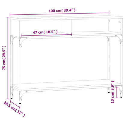 Tavolino Consolle Nero 100x30,5x75 cm in Legno Multistrato