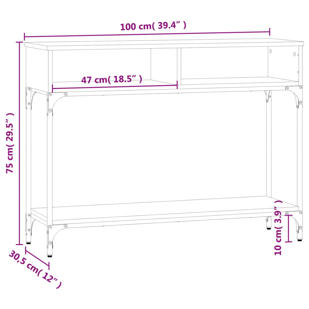 Tavolo Consolle Rovere Marrone 100x30,5x75 cm Legno Multistrato - homemem39