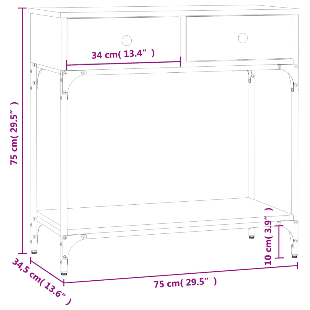 Tavolino Consolle Rovere Sonoma 75x34,5x75cm Legno Multistrato | homemem39