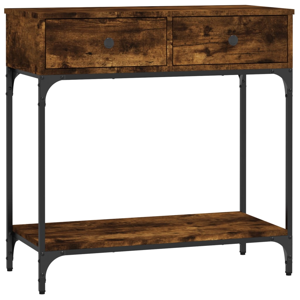 Tavolino Consolle Rovere Fumo 75x34,5x75cm Legno Multistrato - homemem39