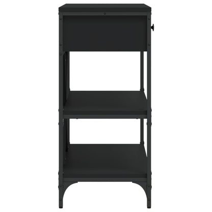 Tavolino Consolle con Cassetti e Ripiani Nero Legno Multistrato - homemem39