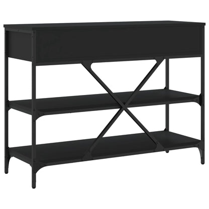 Tavolino Consolle con Cassetti e Ripiani Nero Legno Multistrato | homemem39