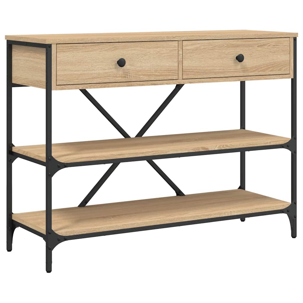 Tavolino Consolle Cassetti e Ripiani Rovere Sonoma Multistrato | homemem39