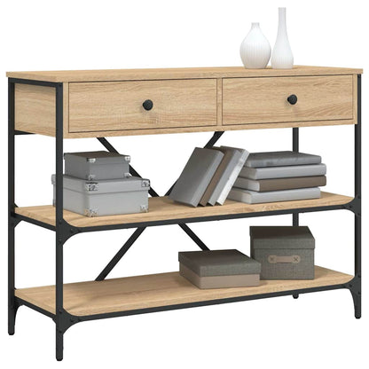 Tavolino Consolle Cassetti e Ripiani Rovere Sonoma Multistrato | homemem39