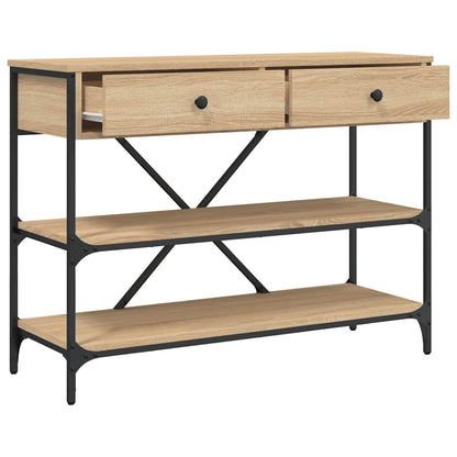 Tavolino Consolle Cassetti e Ripiani Rovere Sonoma Multistrato | homemem39