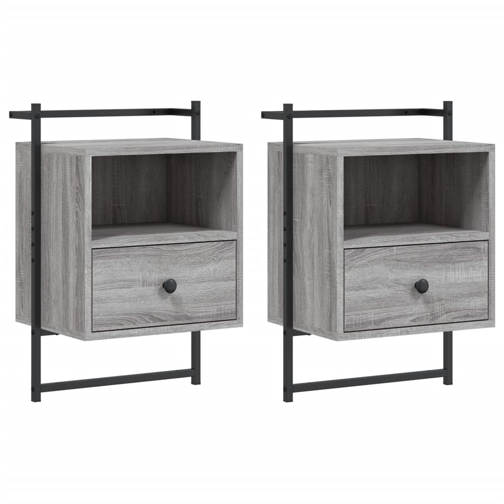 Comodini a Muro 2 pz Grigio Sonoma 40x30x61cm Legno Multistrato - homemem39