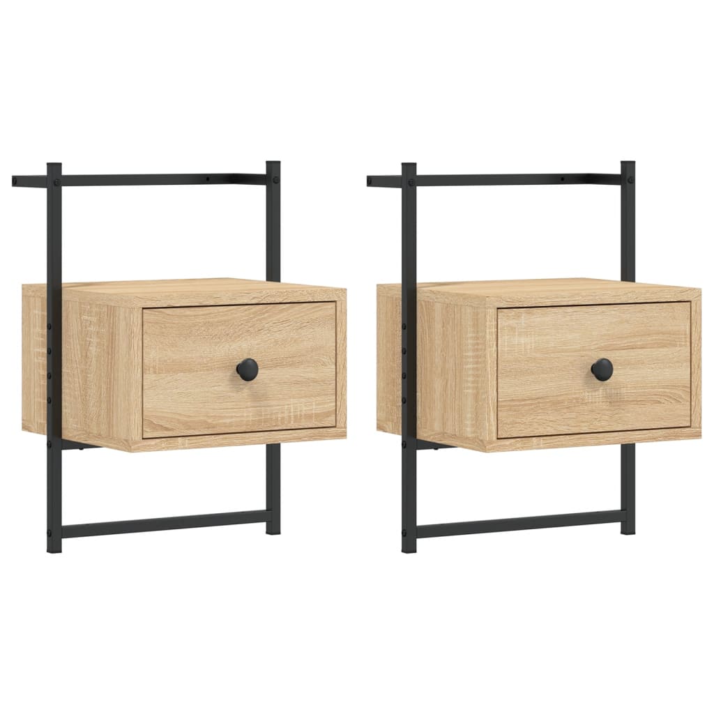 Comodini a Muro 2 pz Rovere Sonoma 35x30x51cm Legno Multistrato