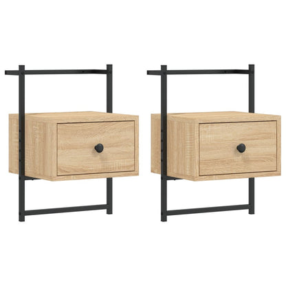 Comodini a Muro 2 pz Rovere Sonoma 35x30x51cm Legno Multistrato