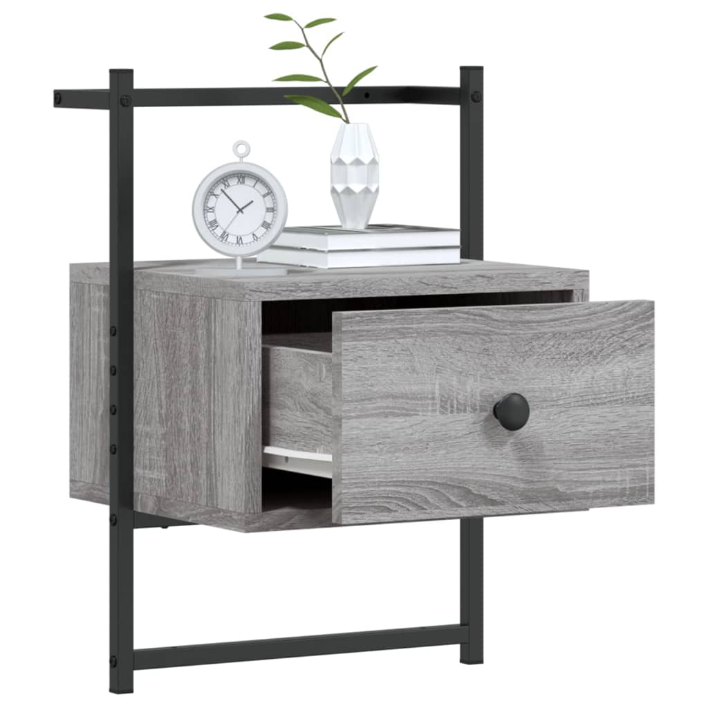 Comodino a Muro Grigio Sonoma 35x30x51 cm Legno Multistrato - homemem39
