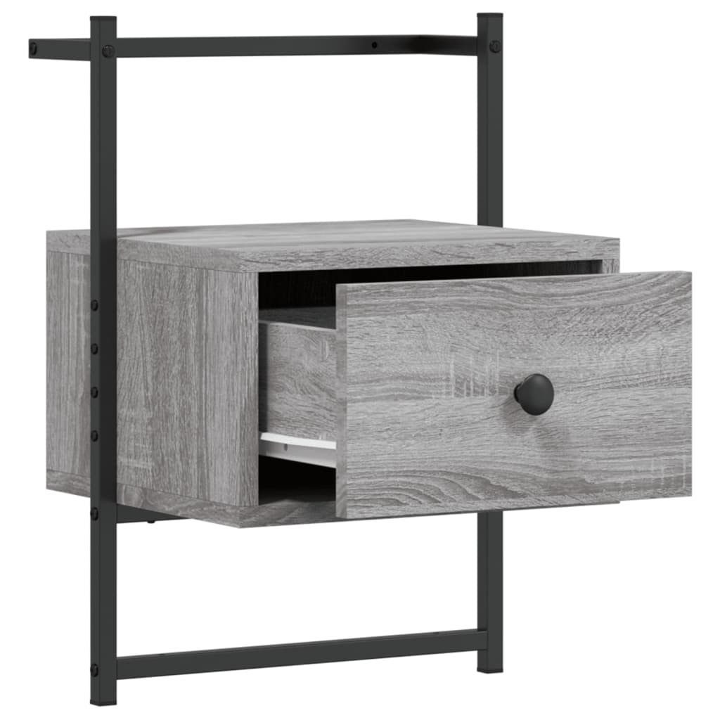 Comodino a Muro Grigio Sonoma 35x30x51 cm Legno Multistrato - homemem39