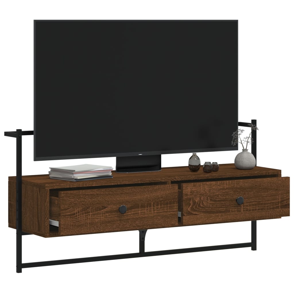 Mobile TV a Muro Rovere Marrone 100,5x30x51cm Legno Multistrato - homemem39