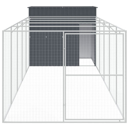 Casetta Cani con Corsa Antracite 214x661x181 cm Acciaio Zincato - homemem39