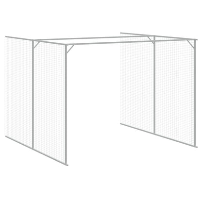 Casetta Cani con Corsa Antracite 214x661x181 cm Acciaio Zincato - homemem39