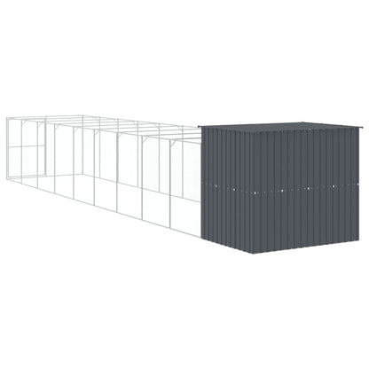 Casetta Cani con Corsa Antracite 214x1069x181cm Acciaio Zincato - homemem39