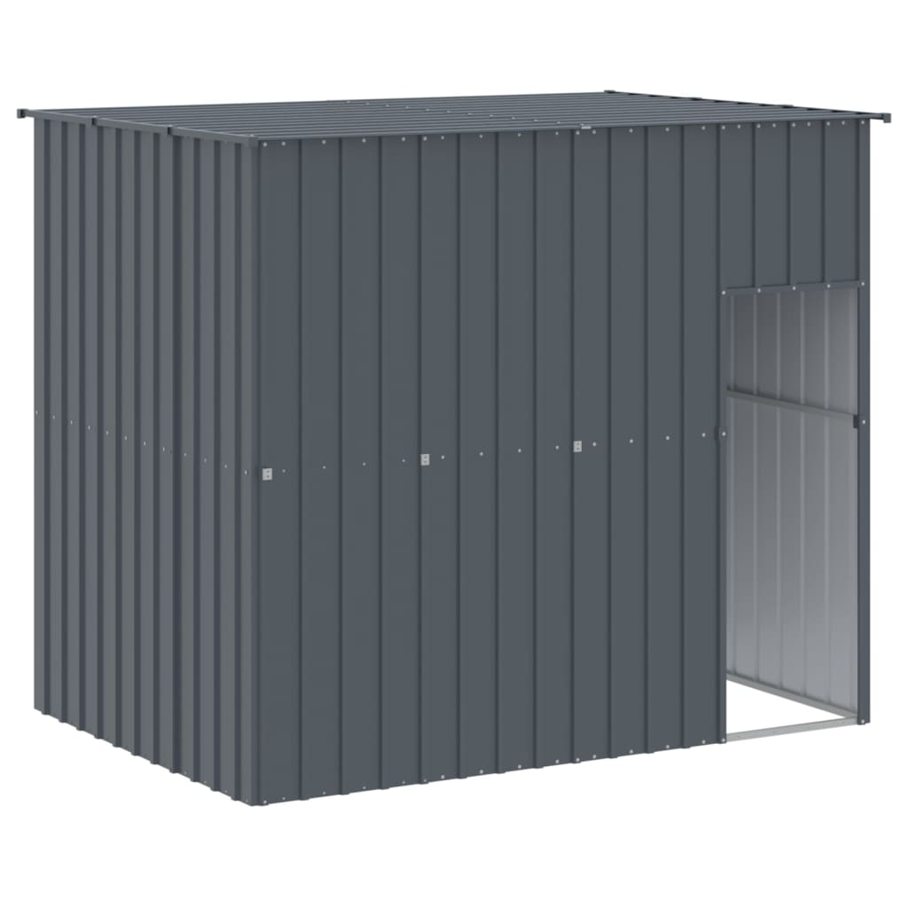 Casetta Cani con Corsa Antracite 214x1273x181cm Acciaio Zincato - homemem39