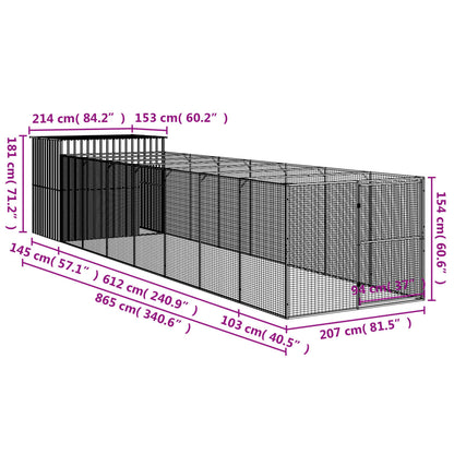 Casetta Cani Corsa Grigio Chiaro 214x865x181 cm Acciaio Zincato - homemem39