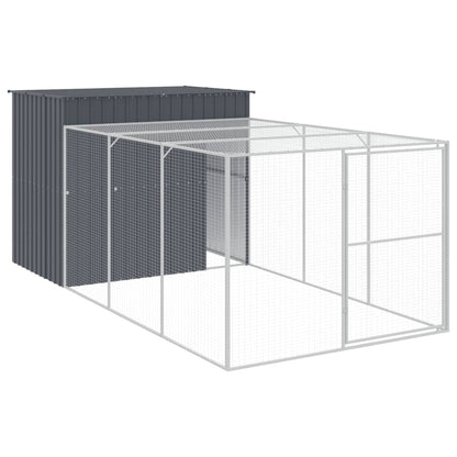 Casetta Cani con Corsa Antracite 214x457x181 cm Acciaio Zincato - homemem39