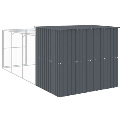 Casetta Cani con Corsa Antracite 214x457x181 cm Acciaio Zincato - homemem39